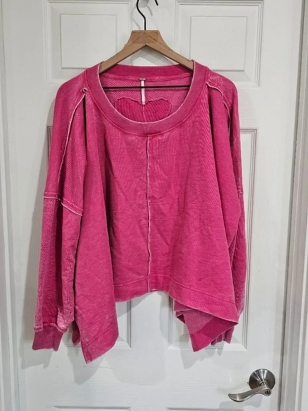 Free People Daisy Sweatshirt- Dragonfruit Sorbet